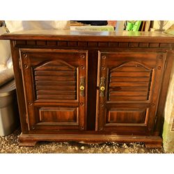 Heavy, vintage solid wood Tv stand/ media center