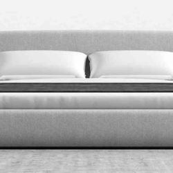 Used King Gray Suede Bed frame