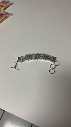 Silver Bracelet with Blue Stone Links