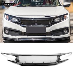 Fits 2019-2021 Honda Civic 2 & 4 Door JDM High Flow Upper Grille Gloss Black ABS