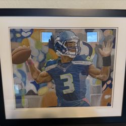 Seattle Seahawks Russell Wilson Custom Artwork Framed Print