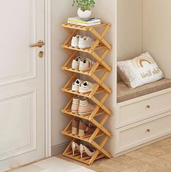 Bamboo Folding Shoe Rack 7-Tier