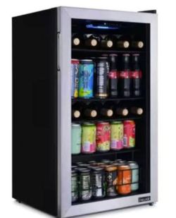 *NEW* NewAir 19 in. Single Zone 126 (12 oz) Cans, Beverage Wine Cooler Fridge, Flip Shelf Stainless
