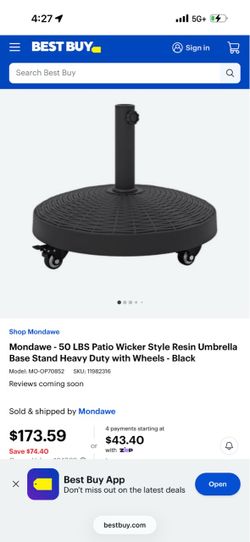 Mondawe 50 LB Patio Umbrella Base Stand with Wheels