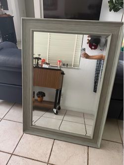 Stylecraft Large Wall Mirror 31.5” x 43.5” Gray Wood Frame