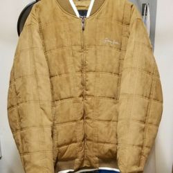 Sean John Jacket Men XL Brown Tan Beige Quilted
