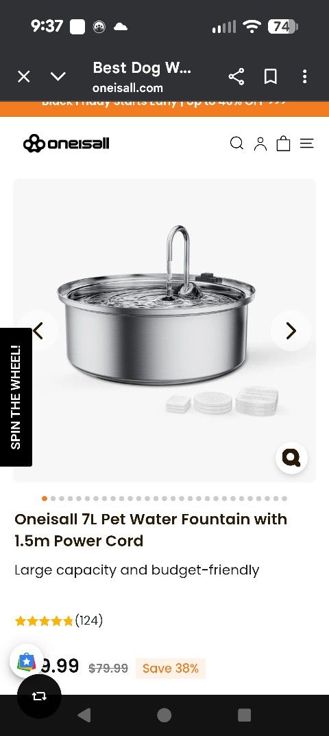 Pet Cat Dog 7 Liter Water Fountain With Filters