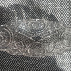 American Brilliant Period Cut Glass Celery Tray W 12 in x L 5 in