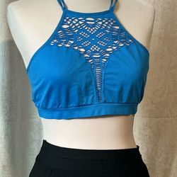 Victoria's Secret Blue Strappy Halter Unlined Bra - Large