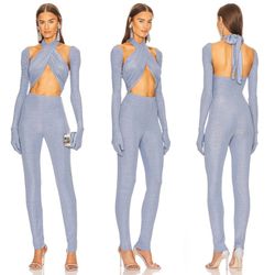Kim Shui blue glitter wrap jumpsuit