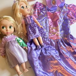 Rapunzel Tangled Princess Dress, Dolls, Crown, Shoes