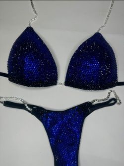 Brand New Blue NPC bikini adjustable bottom