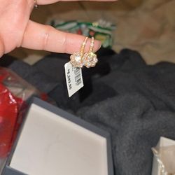 New 18k Rose Gold Diamond Ear Rings