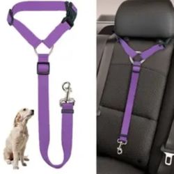 Solid Color Two-in-one Pet Car Seat Belt Nylon Lead Leash Backseat Safety Belt Adjustable Dogs Harness Collar Pet Accessories