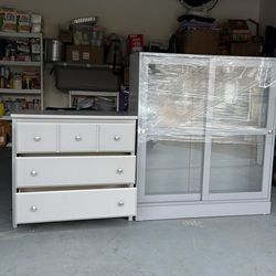 Dresser And Glass Cabinet