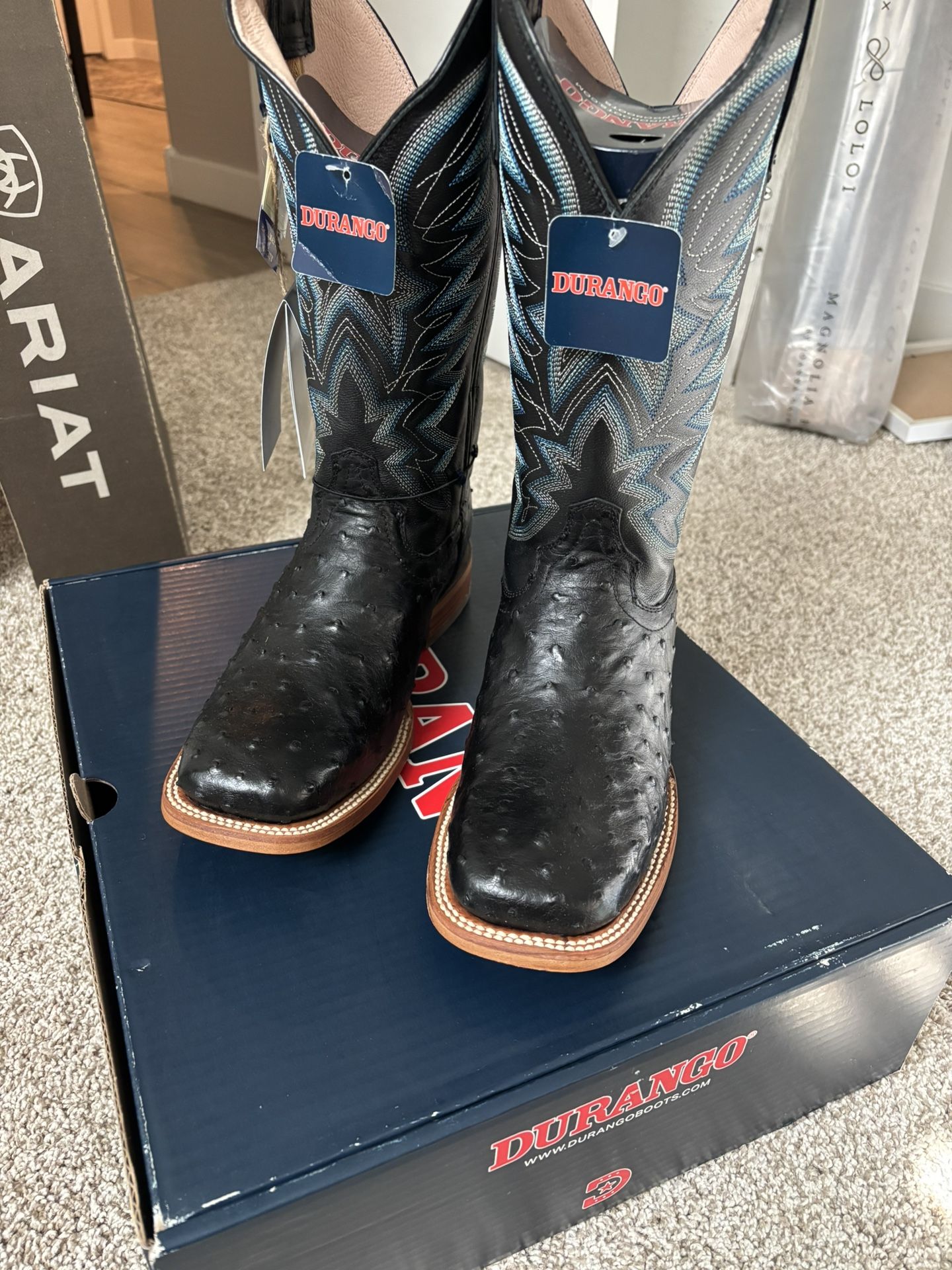 Durango Cowboy Boot Black Ostrich 8