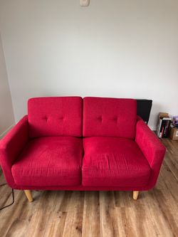 Red love seat sofa