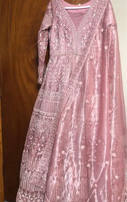 Designer Embroidered Gown with Dupatta – Like New