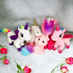Valentines Stuffed Plush Unicorn Group Of 5 Stuffed Animal