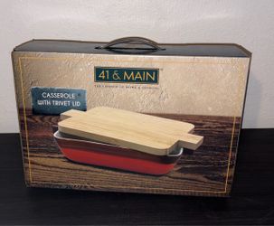 41 & Main - Casserole Dish with Bamboo Trivet Lid