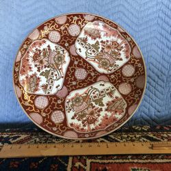 Vintage Large Heavy Japanese Porcelain Charger Hand Painted Gold Imari