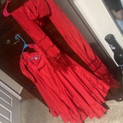 Red Folklorico Skirt And Shaw