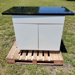 Brand New Granite Kitchen Island Modern White & Black Cabinets Drawer Super Nice🔥