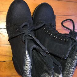 Black suede like lug boots