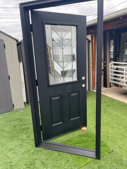 New door fiberglass size w36 h80 left hand Inswing Compasite frame molding to $575