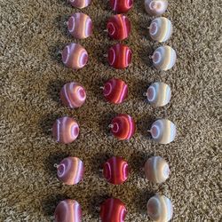 21 Vintage Satin Silk Thread Ball pink  unbreakable Ornaments 