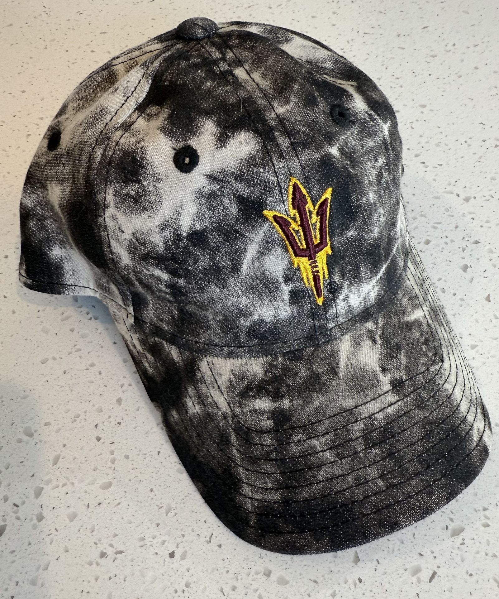ASU Arizona State Sun Devils Adidas Adjustable Baseball Hat Cap Gray White Tie AZ University Mens Women’s Unisex