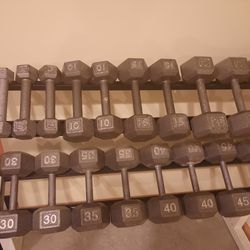 Full Dumbell Set 3 Through 45 Pounds with Rack
