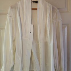 White Sheer Button-Front Blouse – Lightweight & Elegant