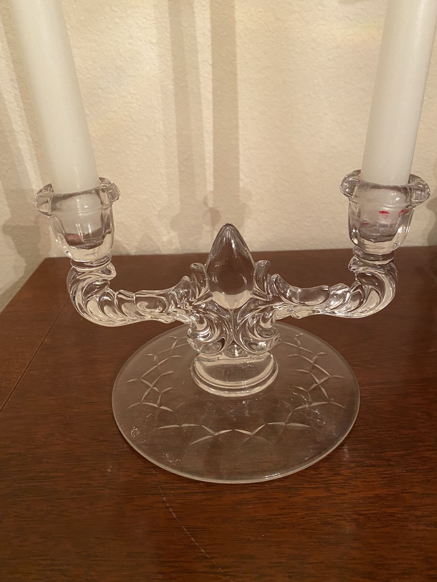 Antique Crystal Double Teardrop Candelabra 