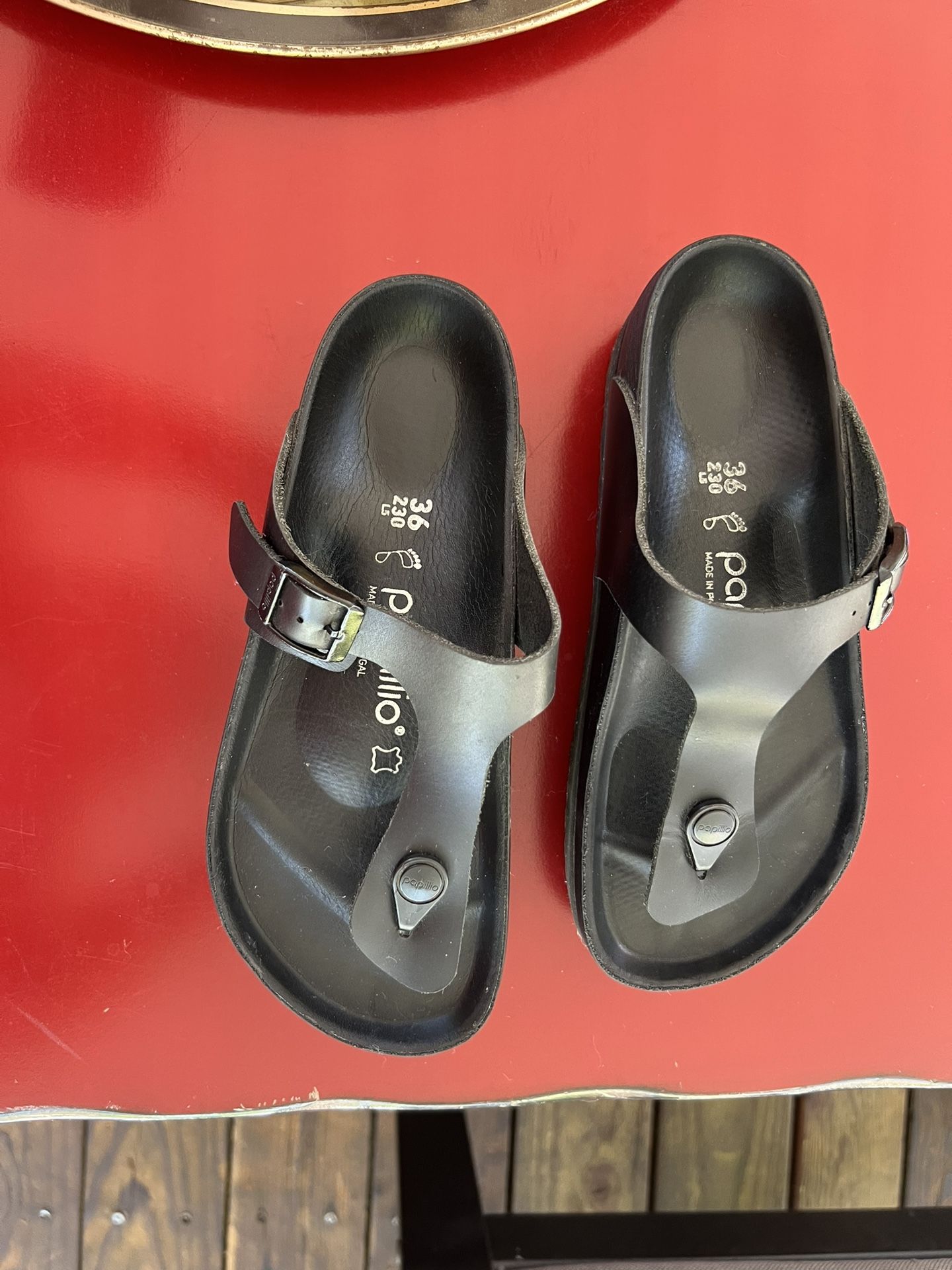 Birkenstock Papillio Gizeh Plafform Leather Sandals Size 36