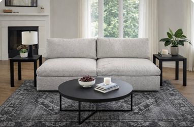 2 Piece Armless Modular Sofa / Cloud-Style Sectional – 72”Light Gray