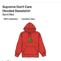 Supreme I Don't Care Hooded Sweatshirt Red Size Medium 
