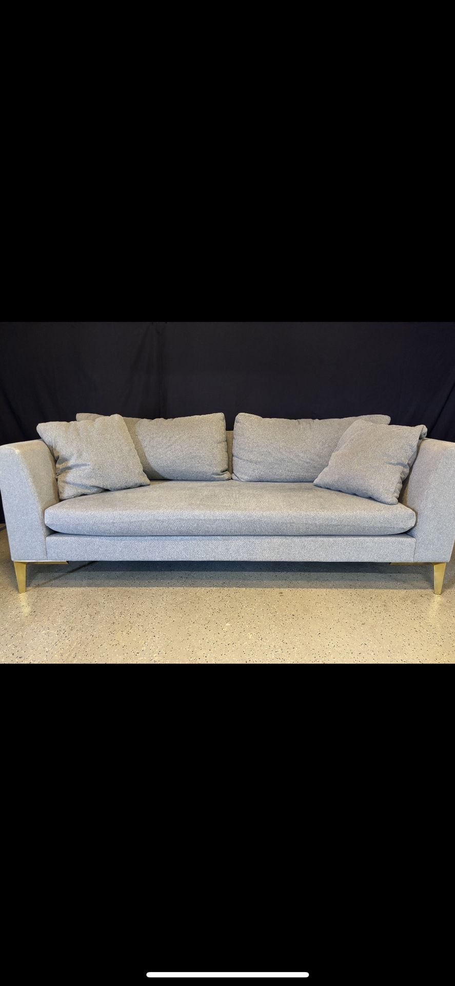 Modern Gray Couch with Gold Legs Joybird Brand – Great Condition