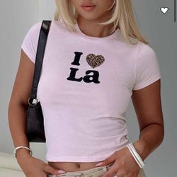 NWT Princess Polly I Heart LA Leopard & Pink Baby Tee - Size 4