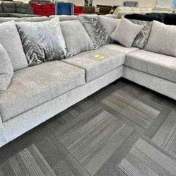 Dove Grey Fabric Sectional. Brand New.