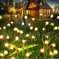 Firefly Solar Garden Lights Outdoor: 4 Pack Solar Firefly Lights Waterproof Lights, 8LED Vibrant Firefly Starburst Swaying Lights,Solar Powered Firefl