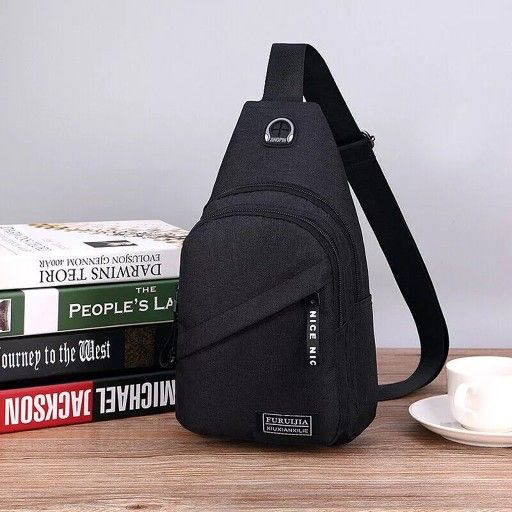 Sling Bag Chest Fanny Packs Cross Body Travel Sports Shoulder Backpack Black
