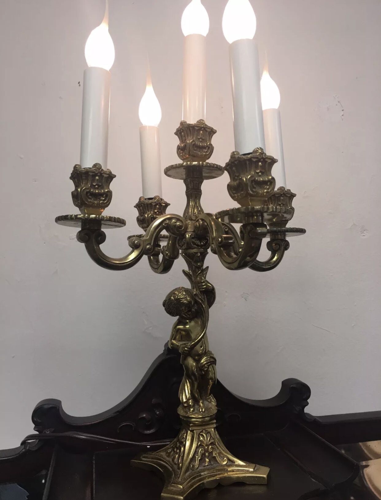 Beautiful antique candelabra lamp