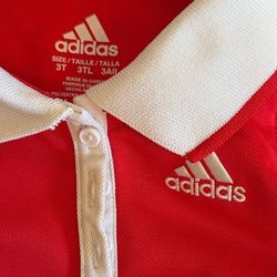 adidas Red and White Sleeveless Pleated Tennis Dress