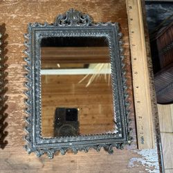 Vintage Italian Ornate Cast Solid Brass 6x8 Wall Mirror Beautiful!
