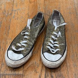 Converse Gold Glitter Chuck Taylors W 9