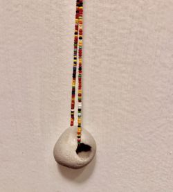 Unique Stone Necklace With Beads Rare Rock Beach Jewelery