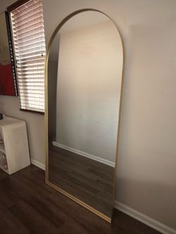 Large Gold Arched Floor Mirror