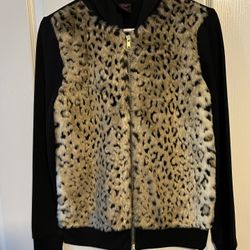 Material Girl Active Wear Faux Fur Zipper Jacket with Hoodie