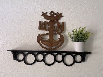 Black Wall Shelf + 2 Candle Sconces 